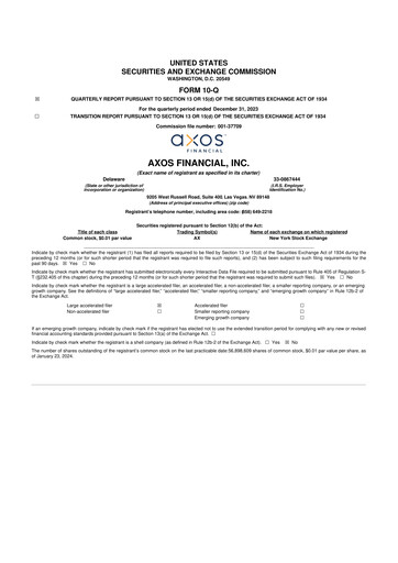 Thumbnail Axos Financial
 10-Q Quarterly Report FY2024 