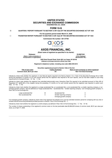 Miniature Axos Financial
 10-Q Rapport trimestriel 2026 