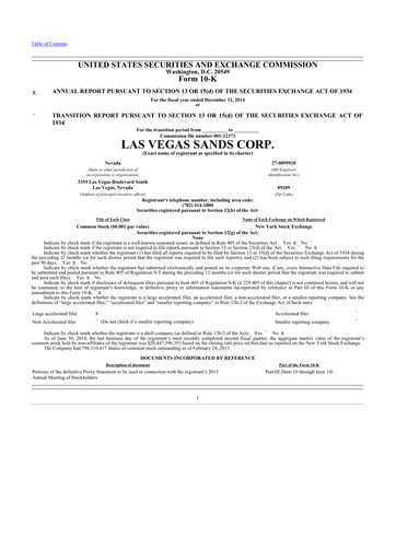 Thumbnail Las Vegas Sands 10-K Annual Report 2014