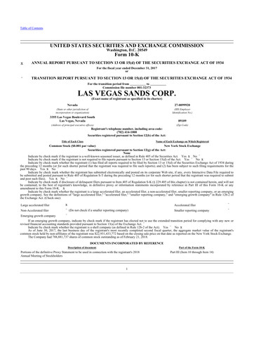 Thumbnail Las Vegas Sands 10-K Annual Report 2017