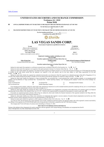 Thumbnail Las Vegas Sands 10-K Annual Report 2023