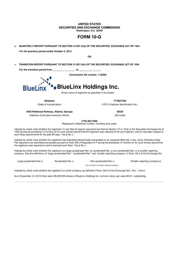 Thumbnail Bluelinx 10-Q Quarterly Report FY2015 