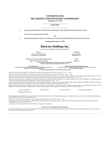 Thumbnail Bluelinx 10-K Annual Report 2018