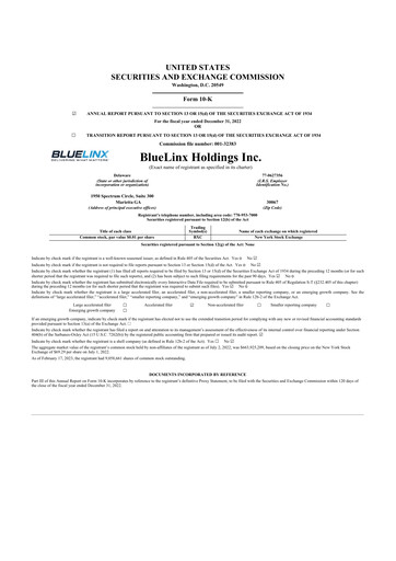 Thumbnail Bluelinx 10-K Annual Report 2022