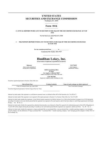 Thumbnail Houlihan Lokey
 10-K Annual Report 2020