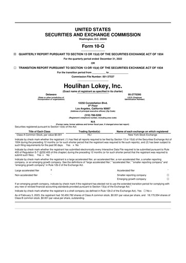 Thumbnail Houlihan Lokey
 10-Q Quarterly Report FY2023 