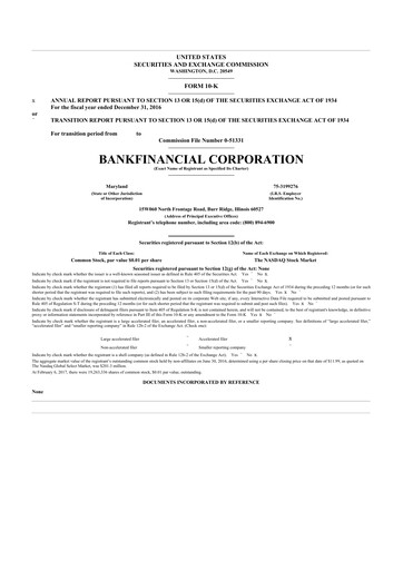 Thumbnail BankFinancial 10-K Annual Report 2016