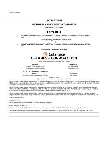 Thumbnail Celanese 10-Q Quarterly Report FY2016 