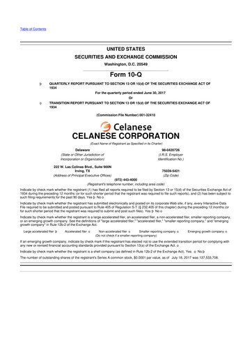 Thumbnail Celanese 10-Q Quarterly Report FY2017 