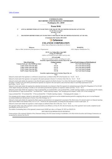 Thumbnail Celanese 10-K Annual Report 2021