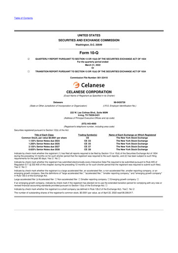 Thumbnail Celanese 10-Q Quarterly Report FY2022 