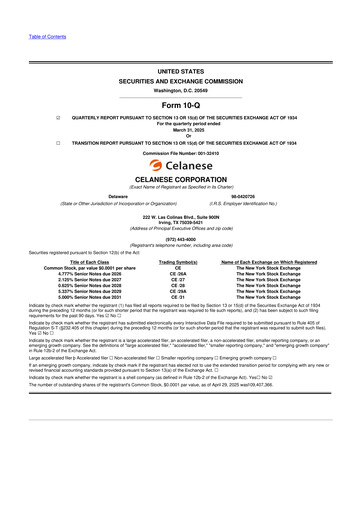 Thumbnail Celanese 10-Q Quarterly Report FY2025 
