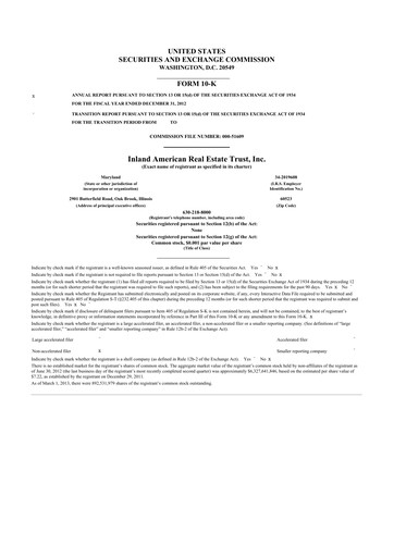 Thumbnail InvenTrust Properties 10-K Annual Report 2012