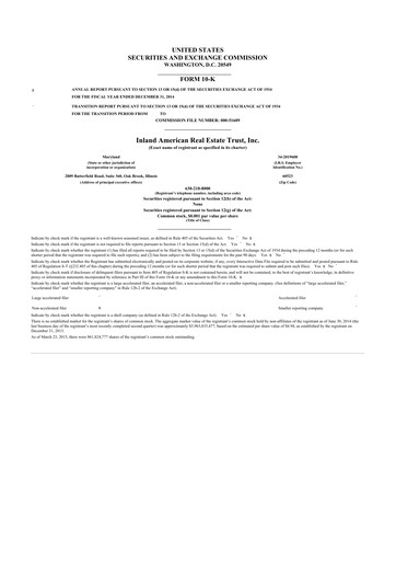 Thumbnail InvenTrust Properties 10-K Annual Report 2014