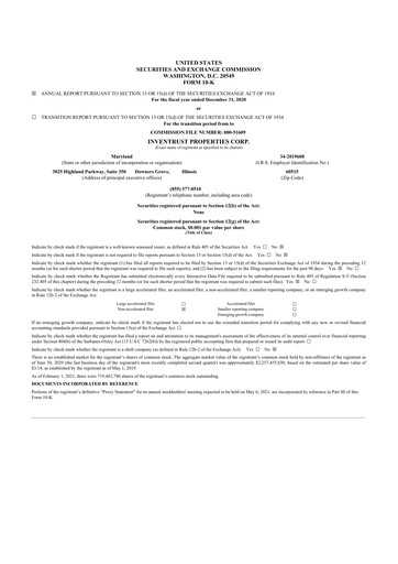 Thumbnail InvenTrust Properties 10-K Annual Report 2020