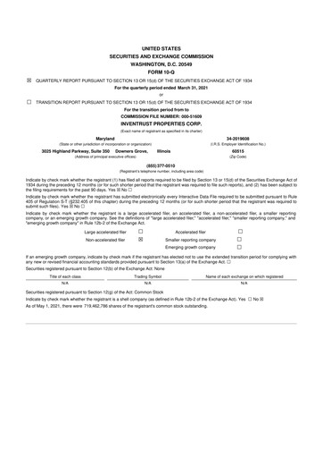 Thumbnail InvenTrust Properties 10-Q Quarterly Report FY2021 