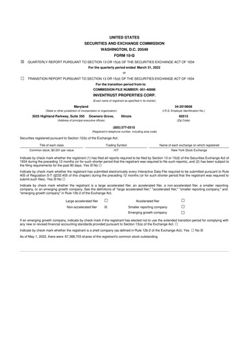 Thumbnail InvenTrust Properties 10-Q Quarterly Report FY2022 