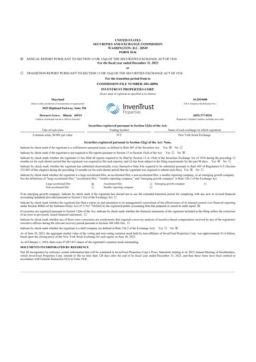 Thumbnail InvenTrust Properties 10-K Annual Report 2023