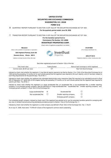 Thumbnail InvenTrust Properties 10-Q Quarterly Report FY2026 