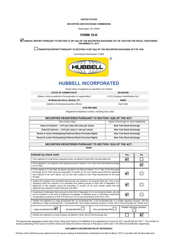 Thumbnail Hubbell 10-K Annual Report 2011