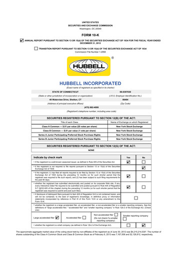 Thumbnail Hubbell 10-K Annual Report 2012