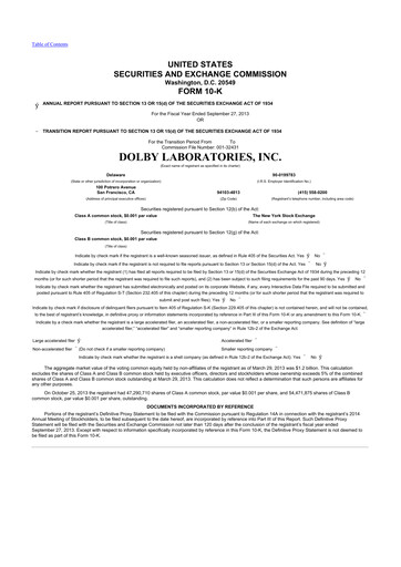 Thumbnail Dolby 10-K Annual Report 2013