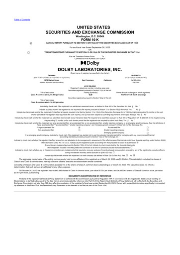 Thumbnail Dolby 10-K Annual Report 2025