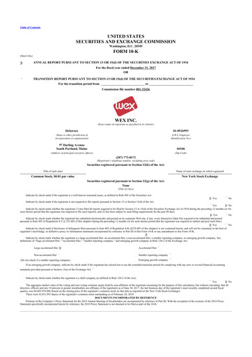 Thumbnail WEX 10-K Annual Report 2017