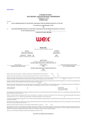 Thumbnail WEX 10-K Annual Report 2022
