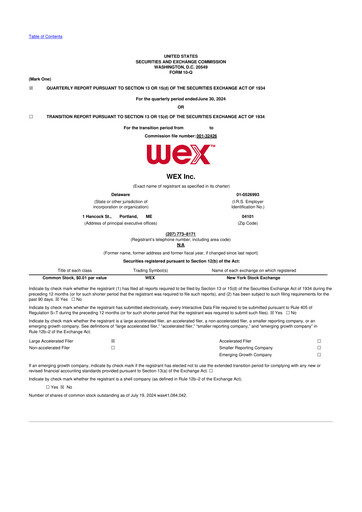 Thumbnail WEX 10-Q Quarterly Report FY2024 