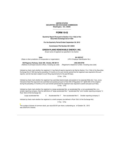 Thumbnail Green Plains 10-Q Quarterly Report FY2012 