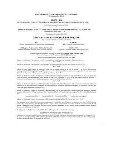 Thumbnail Green Plains 10-K Annual Report 2012