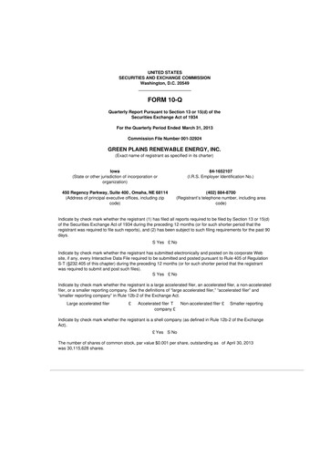 Thumbnail Green Plains 10-Q Quarterly Report FY2013 