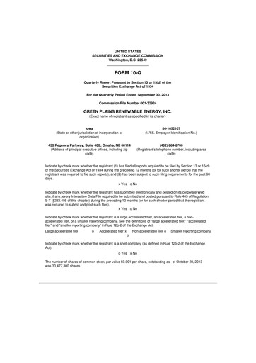 Thumbnail Green Plains 10-Q Quarterly Report FY2013 
