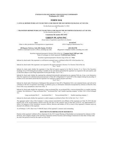 Thumbnail Green Plains 10-K Annual Report 2014