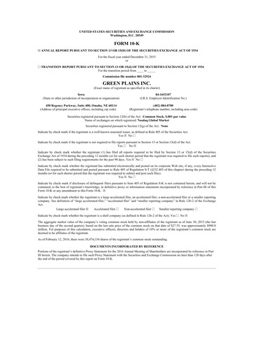 Thumbnail Green Plains 10-K Annual Report 2015