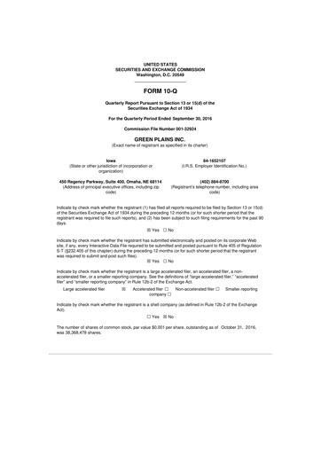 Thumbnail Green Plains 10-Q Quarterly Report FY2016 