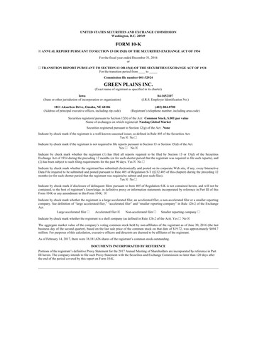 Thumbnail Green Plains 10-K Annual Report 2016