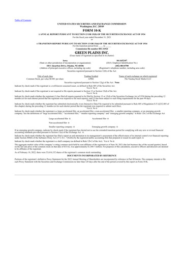 Thumbnail Green Plains 10-K Annual Report 2021