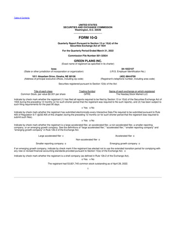 Thumbnail Green Plains 10-Q Quarterly Report FY2022 