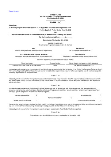 Thumbnail Green Plains 10-Q Quarterly Report FY2022 