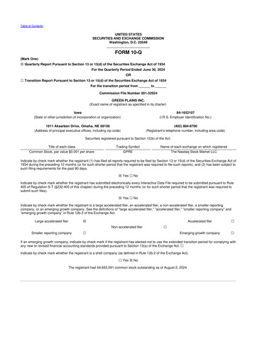 Thumbnail Green Plains 10-Q Quarterly Report FY2024 