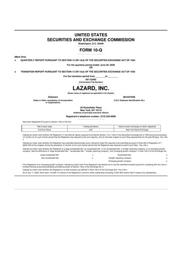 Vorschaubild Lazard 10-Q Quartalsbericht 2026 