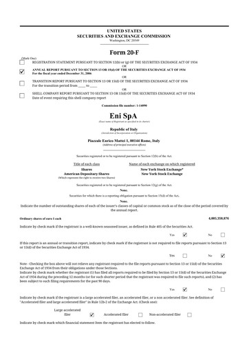 Thumbnail ENI 20-F Annual Report 