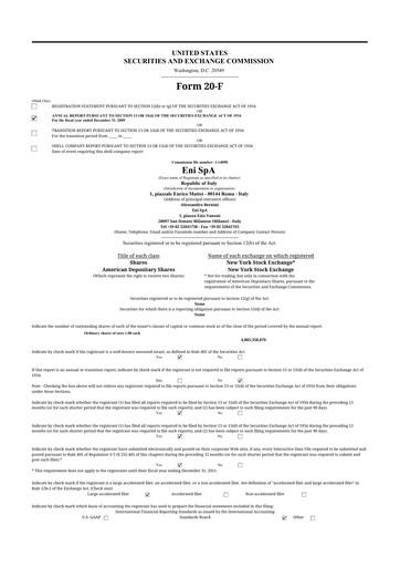 Thumbnail ENI 20-F Annual Report 