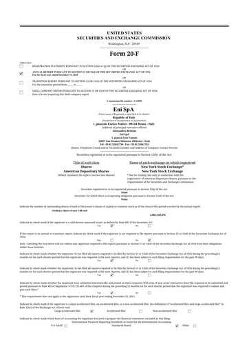 Thumbnail ENI 20-F Annual Report 