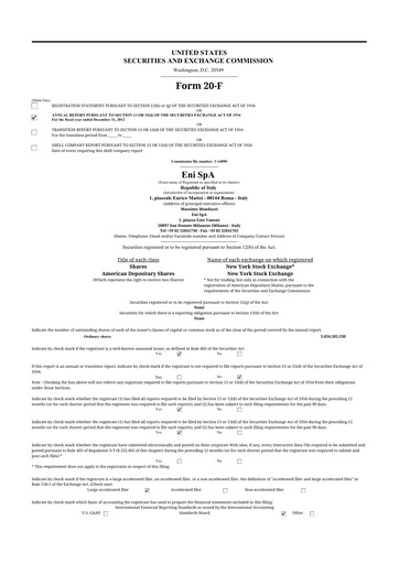 Thumbnail ENI 20-F Annual Report 