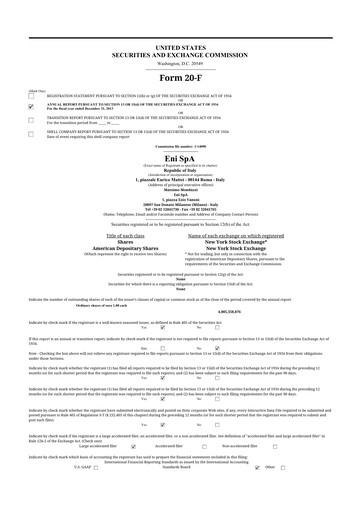 Thumbnail ENI 20-F Annual Report 