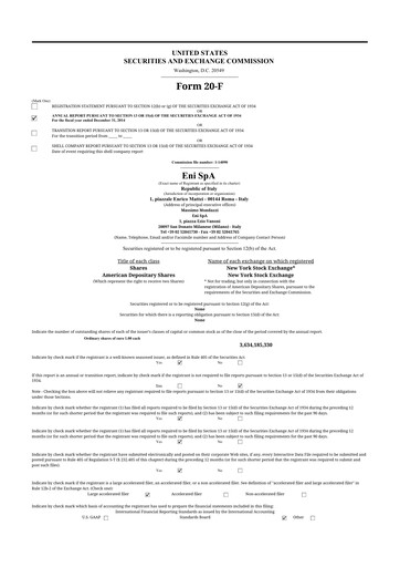 Thumbnail ENI 20-F Annual Report 