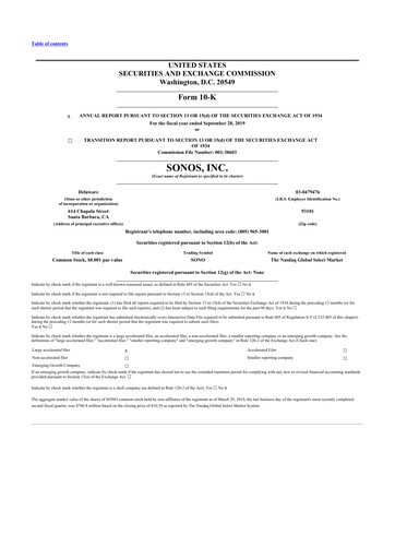 Thumbnail Sonos
 10-K Annual Report 2019